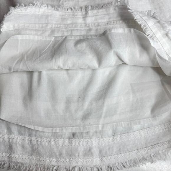 Tommy Bahama Sz 12 White Linen Raw-Edged Fringe Skirt - Picture 7 of 11